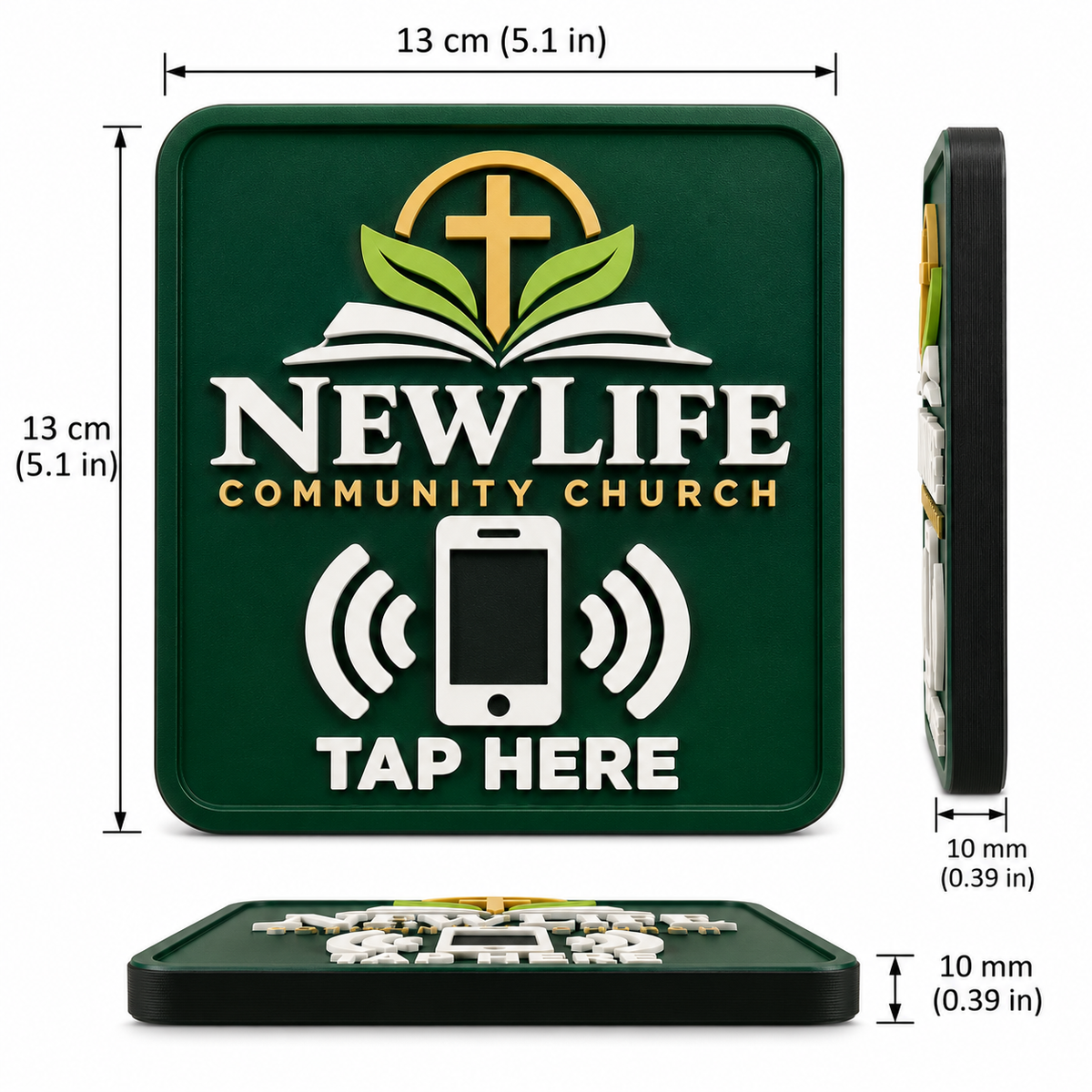 Custom NFC Church Welcome Sign 13 x 13 cm | Personalized Tap to Connect Wall Plaque